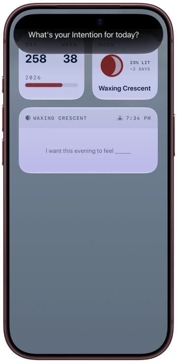 Siri on the Lock Screen asking “What’s your Intention for today?”